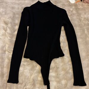 Lulu's Black Long Sleeve Bodysuit